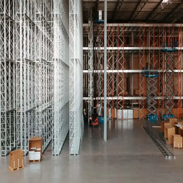 Pallet racking and pick tower structures by stow for high-volume e-commerce storage