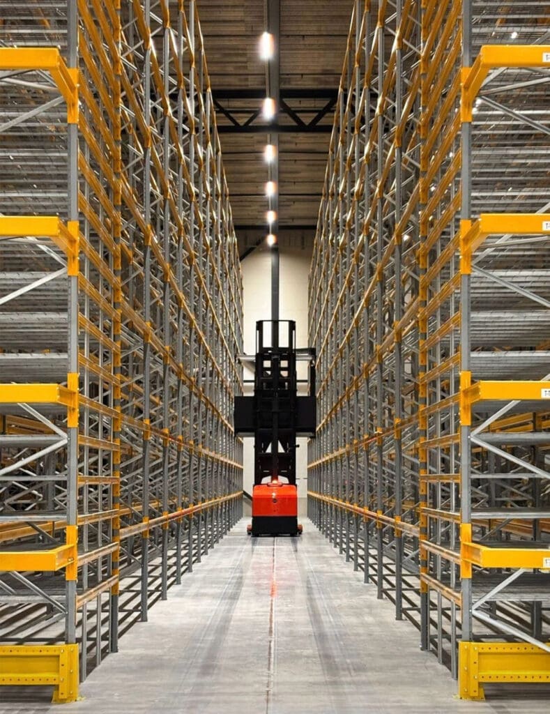 Close-up view of pallet racking solution for Rugvista